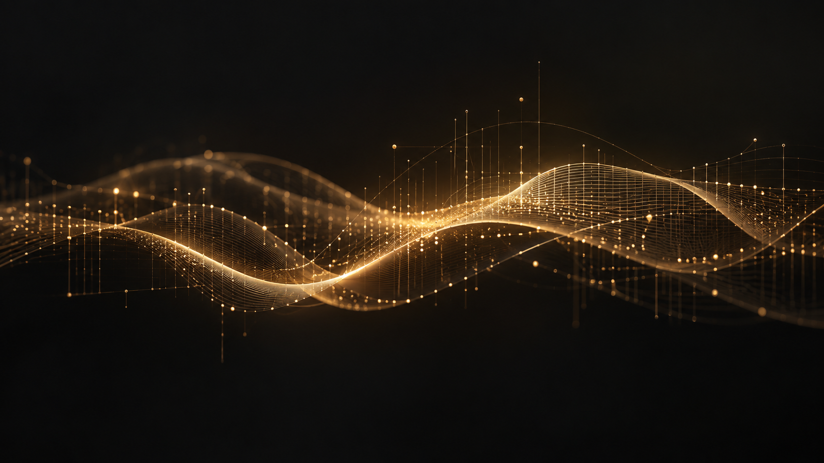Abstract golden data waveform representing ZAZNI artificial intelligence